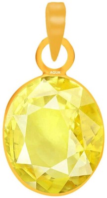 AQUAGEMS Yellow Sapphire (Pukhraj) 9.25 Ratti or 8.5 Ct Panchdhatu/5 Metal Men and Women Gold-plated Alloy Pendant