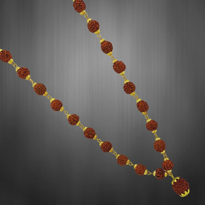 Madhur Creation Rudraksha Chain 36+1 Big Rudraksha Mala Gold-plated Beads Brass, Alloy Locket Set