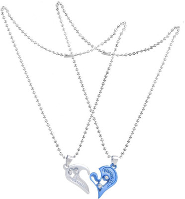 m a enterprises F 194_JSE-BLU HRT Silver Stone Pendant Set