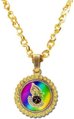 Utkarsh Golden Round Nug Lord Shri Baba Khatu Shyam/Barbarika Ji Face Locket Gold-plated Stainless Steel Pendant
