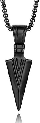 EndlessFashion C 1_1 blk ARROW NB Black Silver Stone Pendant Set