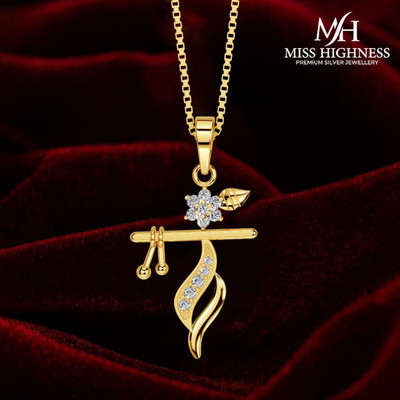 Miss Highness Gold Plated 925 Silver Krishna Pendant – Luxury, Religious, Spiritual Gift, Gold-plated Cubic Zirconia Sterling Silver Pendant