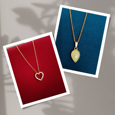 MANZIL Gold-plated Ruby Alloy Pendant Set