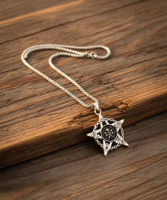 PRIDE STORE Stylish Evil Eye Pendant Locket with Rope Chain for Men & Boys Rhodium Stainless Steel Pendant