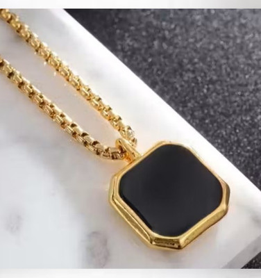 Fab Creations Square Pendant for Men and Women Stainless Steel__F88 Gold-plated Alloy Pendant Set