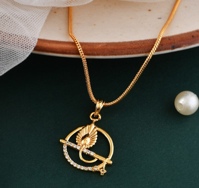 PYR JEWELS Crystal-Accented Gold-Plated Eagle and Bow Pendant Necklace,Grils Gold-plated Brass Locket Set