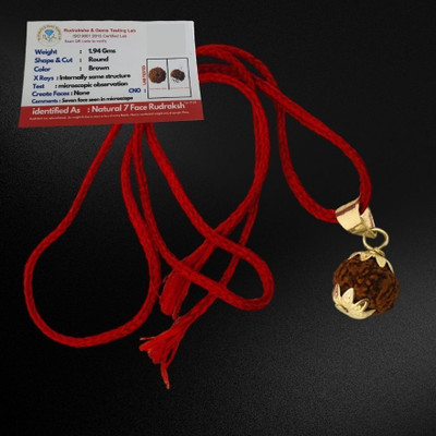 FLY PL STORE ORIGINAL(NEPALI) 7 MUKHI RUDRAKSHA Wood Pendant Gold-plated Brass, Wood Locket Set