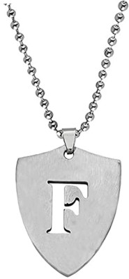 AFH Stainless Steel Silver Initial Charms Letter Alphabet F Necklace for Men Women Silver Stainless Steel Pendant