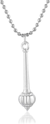 morir Silver Plated Lord Hanuman Gada Pendant with Chain for Men and Boys Silver Brass Pendant Set