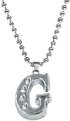 AFH Initial Charms Alphabet G Letter Diamond Pendant with Stainless Steel Ball Chain Silver Crystal Metal Pendant