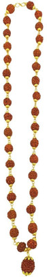 HAPPY CREATION Panch mukhi original rudraksha mala, Rudraksha cap mala Gold-plated Beads Brass, Alloy Locket Set