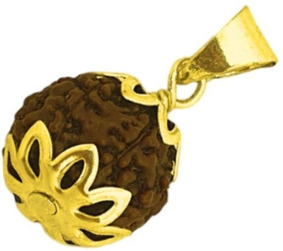 memstomuch 7 Mukhi Rudraksha Original Natural Nepali A1 Beads Seven Face Rudraksha Gold-plated Wood Locket