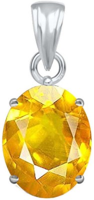 Suruchi Gems & Jewels Yellow Sapphire (Pukhraj) 5.25 Ratti or 5 Ct Men & Woman bis Hallmark 925 Sterling Silver Stone Pendant