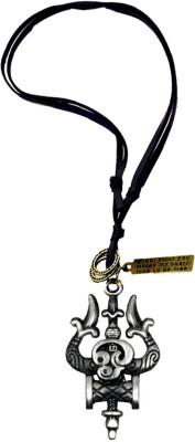AFH Trishul Damaru Tamil Om Grey With Adjustable Leather Cord Pendant For Men,Women Metal, Leather Pendant