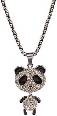 RelevationCart Sparkling Crystal Panda Pendant Necklace for Women & Girls Brass Alloy Locket