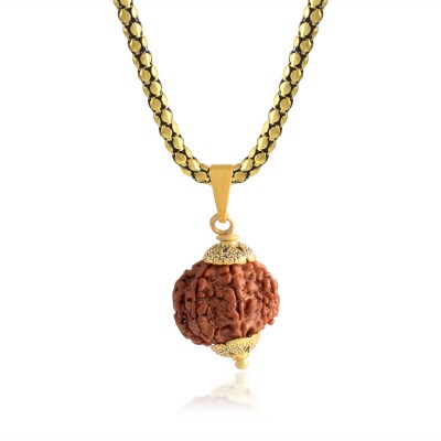 Admier 7 Mukhi Rudraksha Pendant Lab Certified Nepali Rudraksha Pendant Gold-plated Brass Pendant