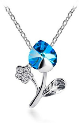 Tinera Trends Heart or vertical flower Rhodium Swarovski Crystal Alloy Pendant