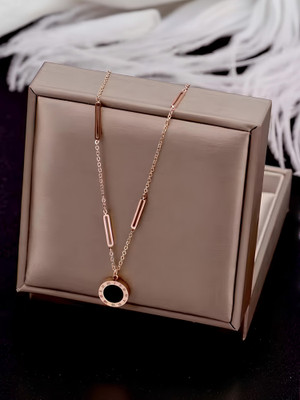 Karishma Kreations Roman Numerals Dual Side Anti Tarnish Rose Gold Plated Pendant with Chain Gold-plated, Copper Stainless Steel Pendant