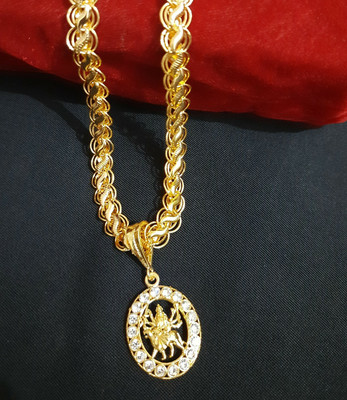 Aviate Ma Sheravali Round Diamond & koyali chain Gold-plated Diamond Alloy Pendant Set