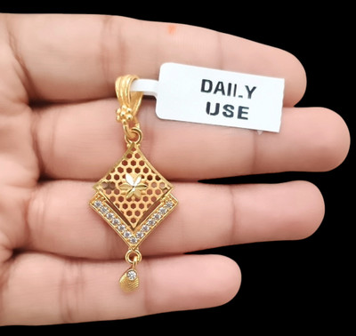 DIVS FASHION Diamonds pendant with square shaped Gold-plated Brass Pendant
