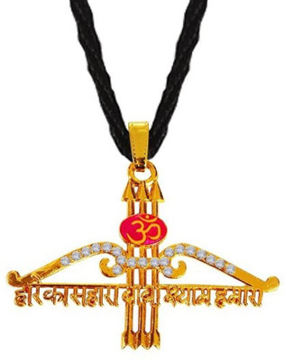 house of common Om Hare Ka Sahara Baba Khatu Shyam Hamara Teen Baan Dhanush Locket Pendant Dori Gold-plated Stainless Steel Pendant Set