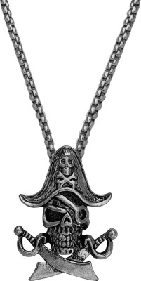 Shiv Jagdamba Biker jewellery viking Gothic Head On Cap Pendant Necklace Rhodium Zinc, Metal Pendant