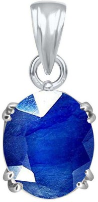 Suruchi Gems & Jewels Blue Sapphire/Neelam 10.25 Ratti or 9.5 Ct Gemstone Men & Women bis Hallmark 925 Sterling Silver Stone Pendant