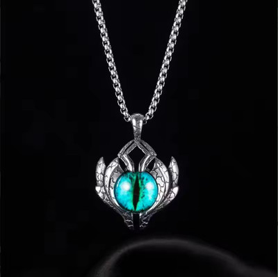 Heer Collection Jewellery Third Eye Gothic Devil Blue Eye Pendant Vintage Chain Necklace Stainless Steel Pendant Set