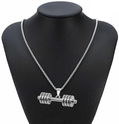 Astrootalk Dumbbell for Gym Lovers/Fitness Lovers/ Bodybuilders Silver Stainless Steel Pendant