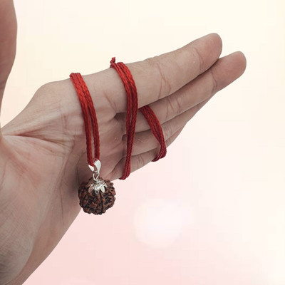 Banke Collection five Mukhi Rudraksha Certified/Original Nepali 5 Mukhi Certificate Silver Beads Brass, Wood Pendant