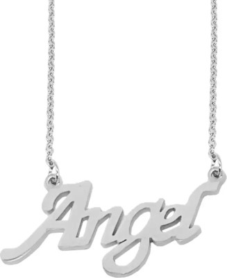 M Men Style Valentine Gift Angel Letter Locket With Chain Stainless Steel Pendant