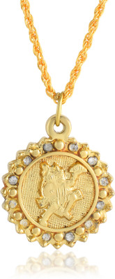 morir Brass Gold Plated CZ Hindu God Flying Hanuman Amulet Pendant With Chain Gold-plated Cubic Zirconia Brass Pendant