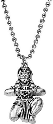 R G TRENDS Hanuman Bajrangbali with shree RAM Silver Chain Pendant Set Silver Stainless Steel Pendant Set
