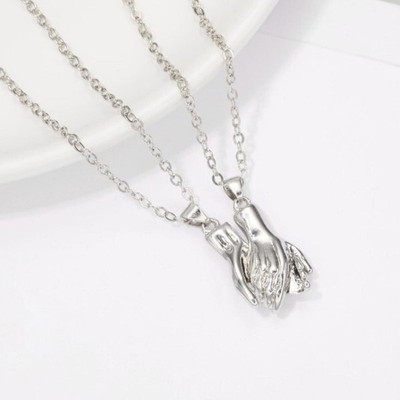 Astrootalk Silver I Love You 2 Pcs Magnetic Hold Hands 2 In 1 Duo Magnet Couple Necklace . Silver Stainless Steel, Titanium, Alloy Pendant