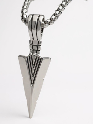 RAPPERSSHOP Men Silver-Plated Arrowhead Pendant With Chain Silver Stainless Steel Locket