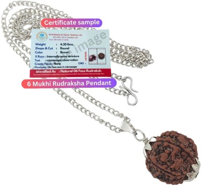 JangraBro 6 Face Rudraksha Bead | LORD SHIVA Rudraksha Beads | Rudraksha Pendant Silver Beads Brass, Wood Pendant