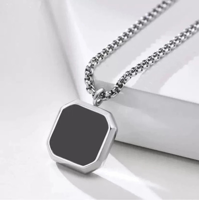 YeStyle Silver Square Locket for Men Silver Stainless Steel Locket Set