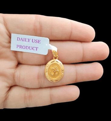 DIVS FASHION OM PENDANT WITH OVAL SHAPE DESIGN Gold-plated Brass Pendant