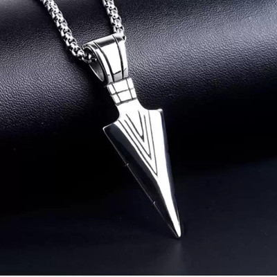 Whitechimes Arrow Style Pendant Punk Style Men's Arrow Pendant for Boys and Men. Stainless Steel Pendant Set