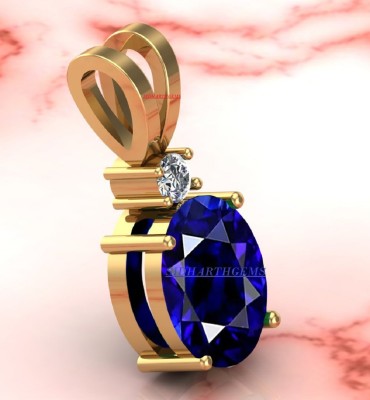 SIDHGEMS Gold-plated Sapphire Brass Pendant