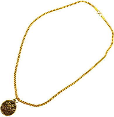 BHAKTI CHIMES Most Demanded Bhagwan Sri Shiv Trishul OM Dotted Locket Pendant With Chain Gold-plated Brass, Alloy Pendant Set