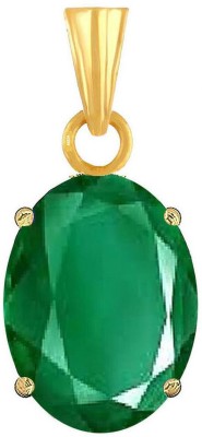 AQUAGEMS Emerald (Panna) 7.25 Ratti or 6.5 Ct Natural Gemstone Five Metal Gold-plated Alloy Pendant