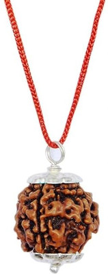 Kuttumb Gems & Jewels 6 Mukhi Rudraksha Six Face Rudraksha Original Nepali Bead With Metal Capping Wood Pendant