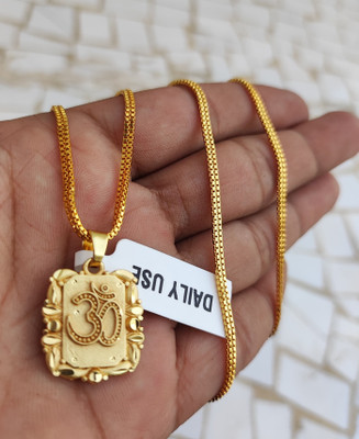 privyani Aum pendant with chain Gold-plated Brass Pendant Set