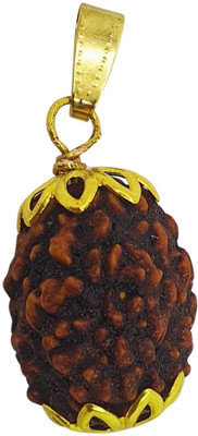 Shade Creation Original 3 Mukhi/Faced Rudraksha three-Faced Orignal Pendant For Unisex Gold-plated Brass Locket