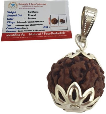 leahyallen ORIGINAL(NEPALI) 7 MUKHI RUDRAKSHA Wood Pendant Silver Wood Locket Set