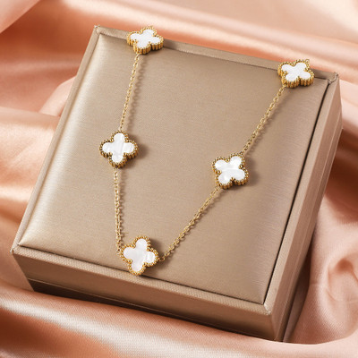 MEENAZ Clover pendant for women anti tarnish necklace chain locket korean stylish Gold-plated Alloy, Metal, Stainless Steel Pendant Set
