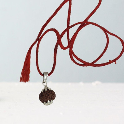 JangraBro 7 Mukhi Rudraksha Original Natural Nepali A1 Beads Seven Face Rudraksha Silver Wood Locket Set
