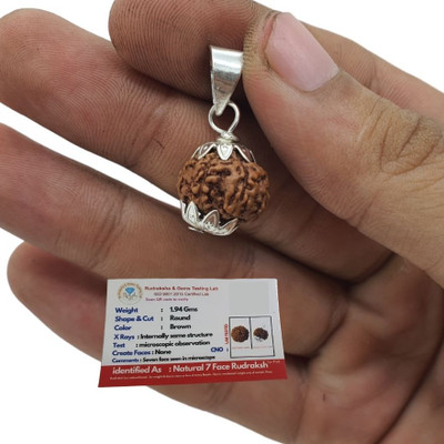 HAPPY CREATION 7 MUKHI ORIGINAL RUDRAKSHA NEPALI ORIGINAL Silver Wood Pendant Set