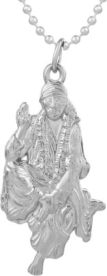 Dzinetrendz Brass Silverplated Shirdi Sai Baba Chain pendant Jewellery Men Women Silver Alloy Locket